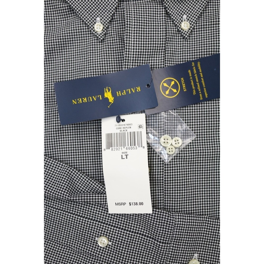 Polo Ralph Lauren Mens Core Replen Button Up Sport Shirt Black Sz LT Windowpane - Picture 11 of 13